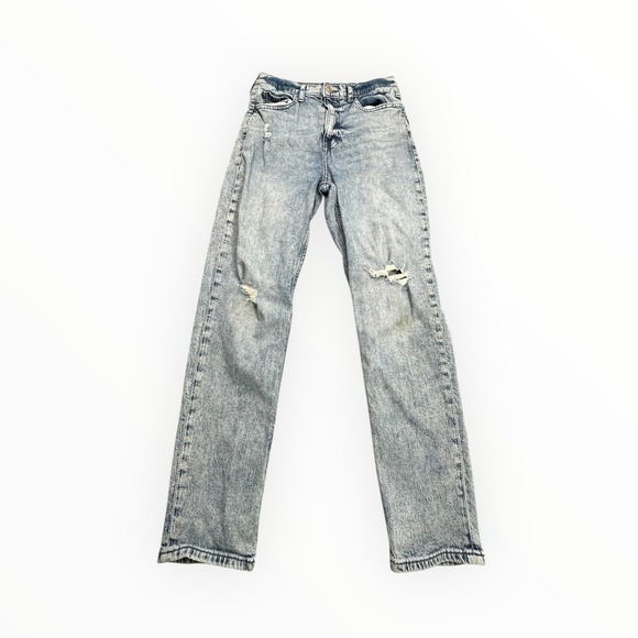 GAP Other - Gap Mom Jean‎ Girls Size 14 Light Blue Acid Wash Distressed High Rise Denim
